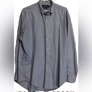 Ralph Lauren YARMOUTH button down shirt blue white striped size 16-35
